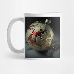 Ornate Christmas Ornament with Gold Leaves Mug